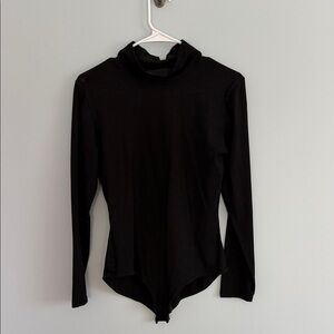 Black Long Sleeve Turtleneck Bodysuit Backless!